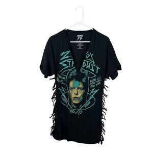 David Bowie Black Fringe Side Top/Dress size S